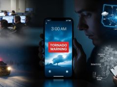 Department of Public Safety Emergency Alerts, Real-Time Notifications & Resources in the USA Department of Public Safety emergency alert on smartphone with stormy sky background