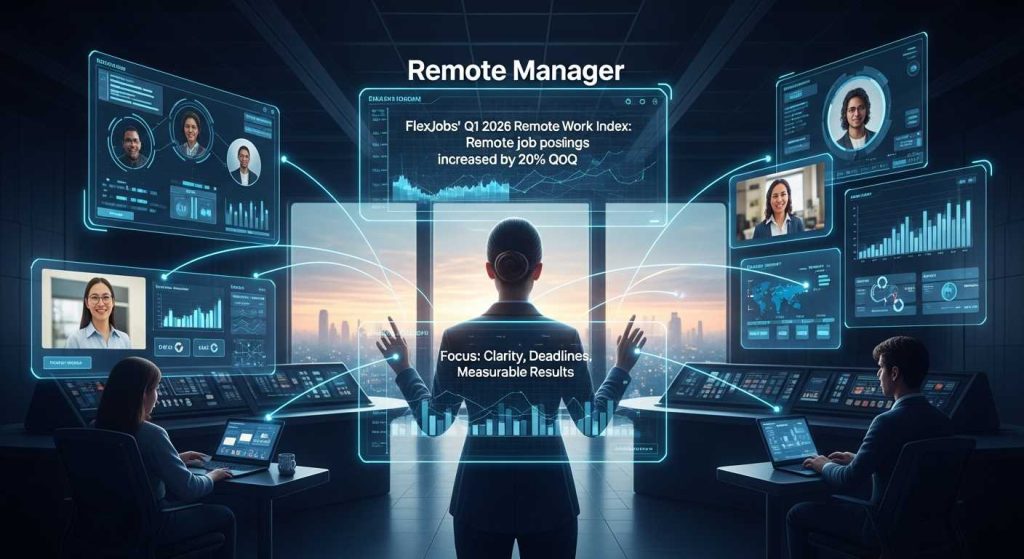 Professional managing remote employees across different time zones