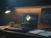 Python Development: The Complete Guide to Building Modern Software With Python Laptop displaying Python code on screen with Python logo, modern developer workspace