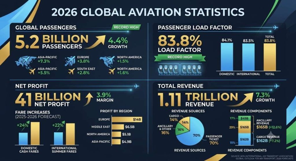 Global air travel is expected to hit record levels in 2026.